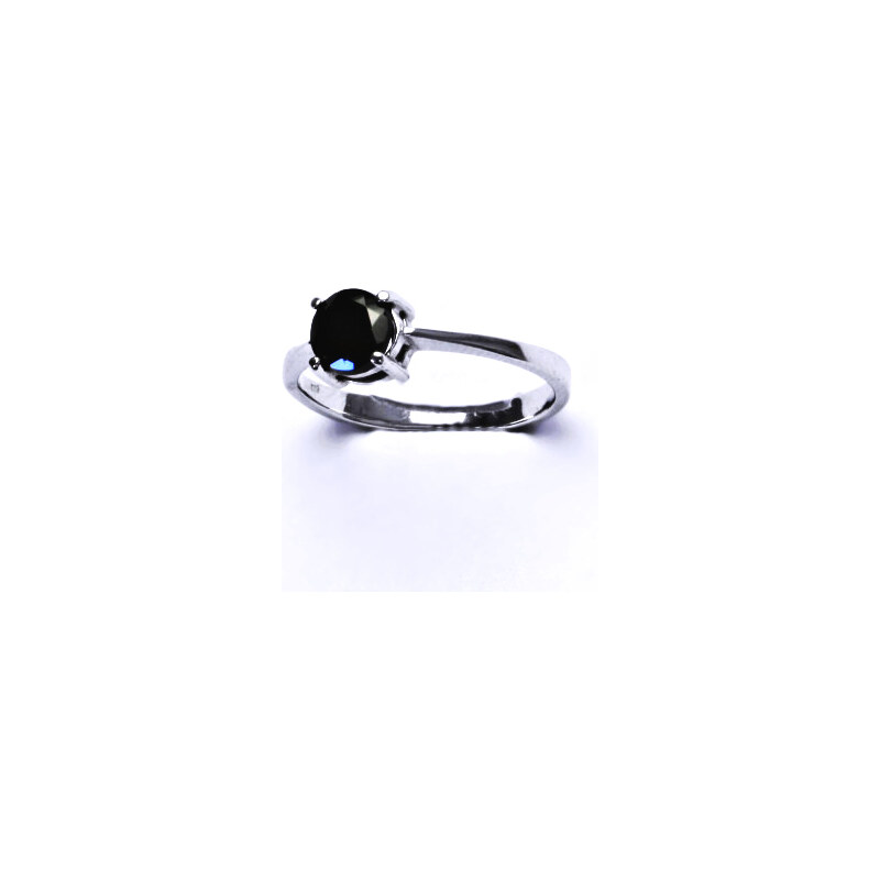 Stříbrný prsten, přírodní černý spinel, pleonast 6 mm - 15941534