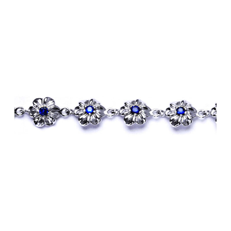 Stříbrný náramek se syntetickým spinelem, kytičky, R 15941573