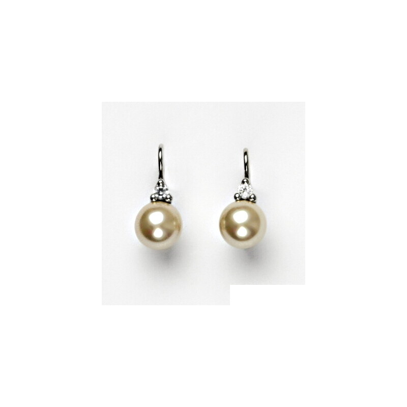 Stříbrné náušnice, Swarovski perla měděný odlesk 8 mm - 15941718