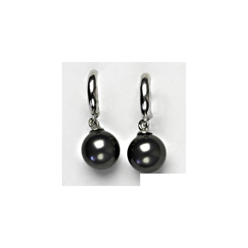 Čištín s.r.o. Stříbrné naušnice s černou Swarovski perlou 10 mm,
