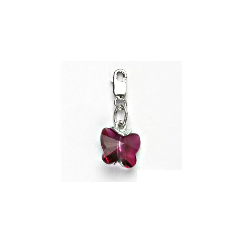 Čištín s.r.o. Stříbrný přívěsek, Swarovski krystal fuchsie,