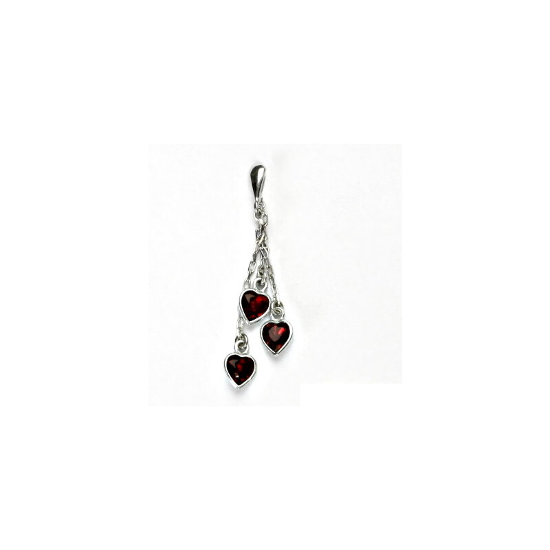Čištín s.r.o. Stříbrný přívěšek, srdíčka se Swarovski krystaly,