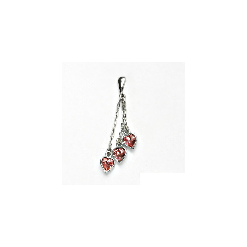 Stříbrný přívěšek, srdíčka se Swarovski krystaly, light 15941958