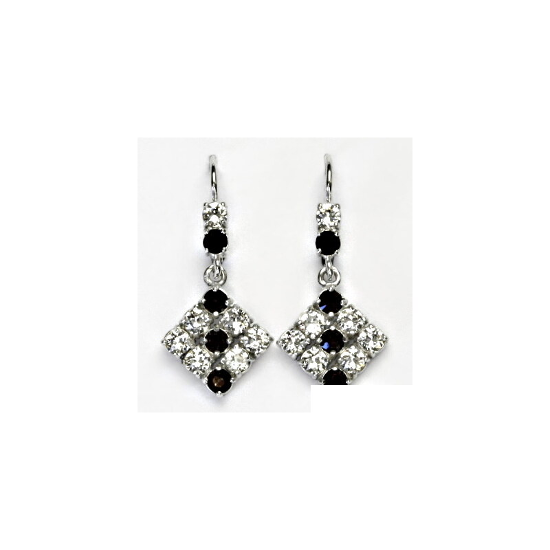 Stříbrné náušnice, Swarovski krystal granát, čirý, šperk 15942036