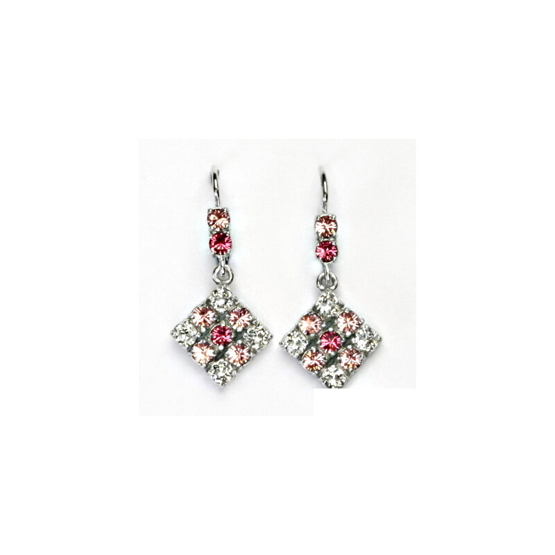 Stříbrné náušnice, Swarovski krystal light rose, rose, 15942038