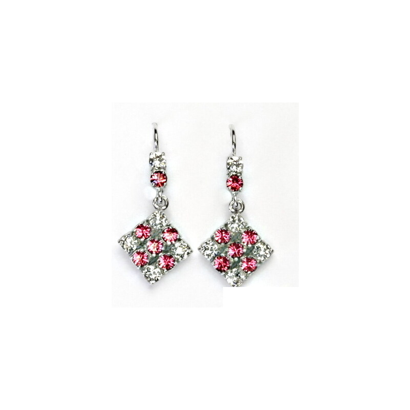Stříbrné náušnice, Swarovski krystal rose, čirý, NK 1341 15942039
