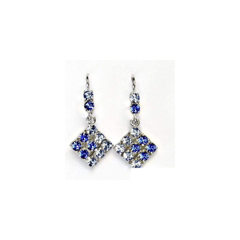 Stříbrné náušnice, Swarovski krystal light safír, safír, 15942040