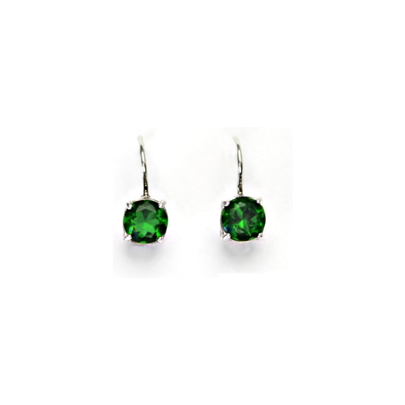 Čištín s.r.o. Stříbrné náušnice, zirkon emerald, náušnice ze