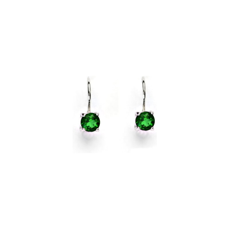 Čištín s.r.o. Stříbrné náušnice, zirkon emerald, náušnice ze
