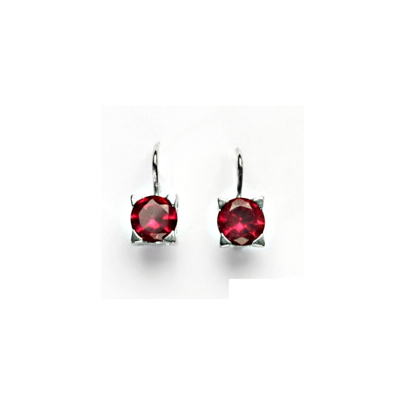 Čištín s.r.o. Stříbrné náušnice, zirkon rubín, náušnice se