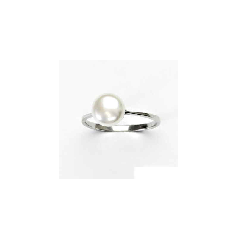 Stříbrný prsten, přírodní říční perla bílá 8 mm, 15942351