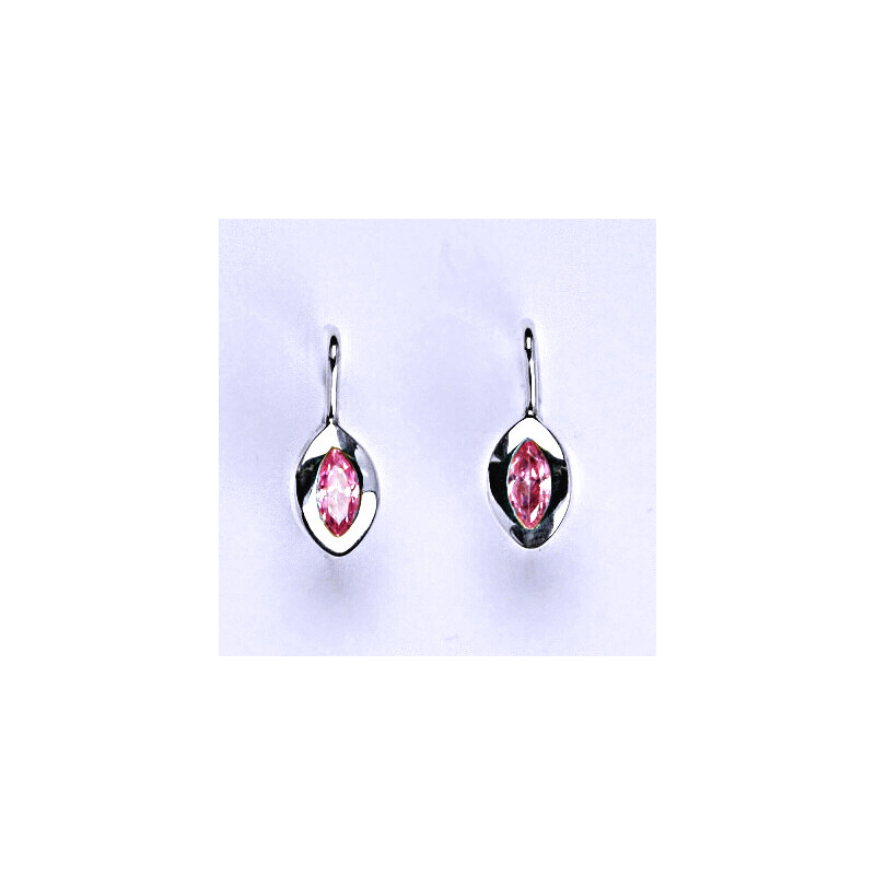Čištín s.r.o. Stříbrné náušnice s růžovým zirkonem, NK 1119