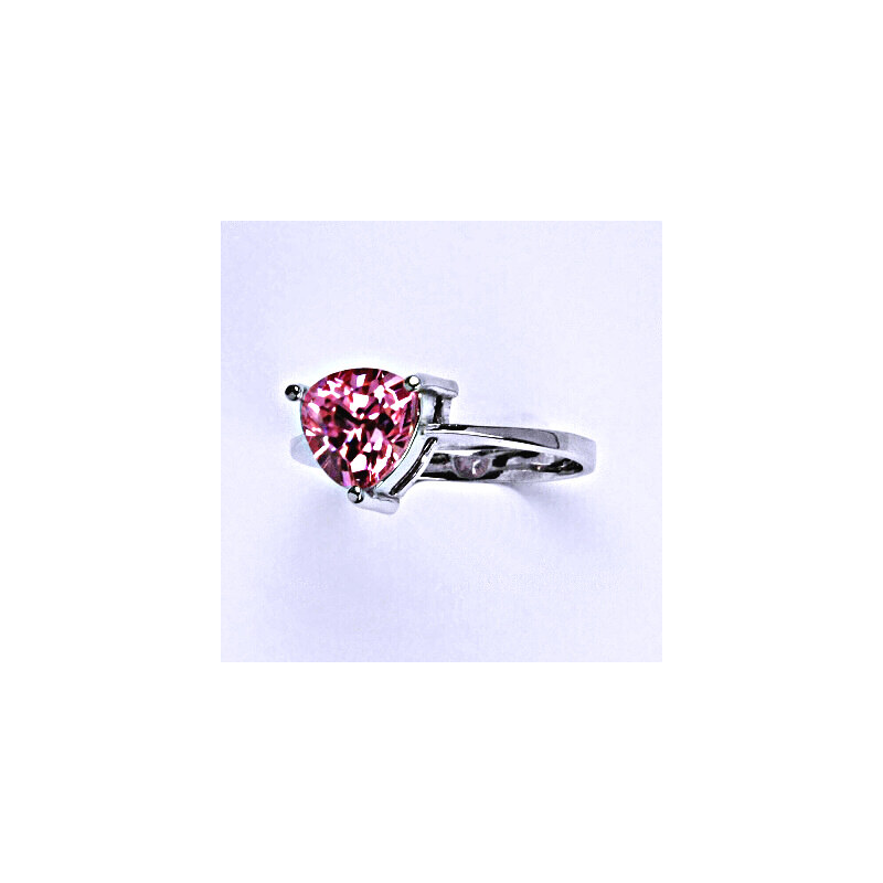 Stříbrný prsten s růžovým zirkonem 8x8 mm, T 1281 15942427