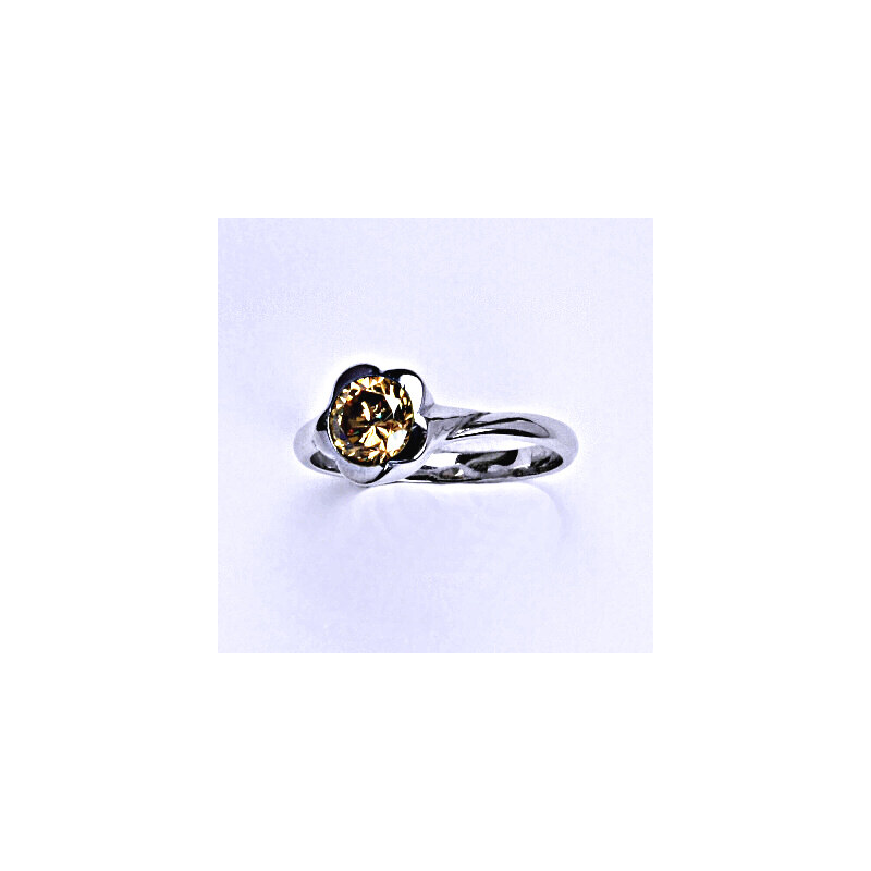 Stříbrný prsten se syntetickým zirkonem champagne T 1271 15942560