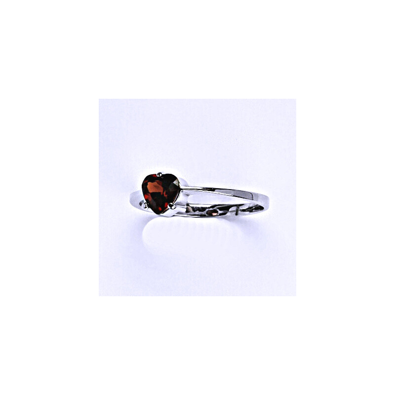 Stříbrný prsten s přírodním granátem, srdce 6x6 mm 15942566