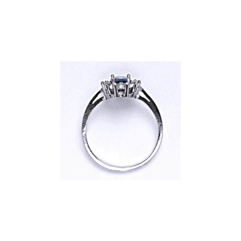 Čištín s.r.o. Stříbrný prsten Kate, zirkon akvamarin, čiré zirkony, T 1480