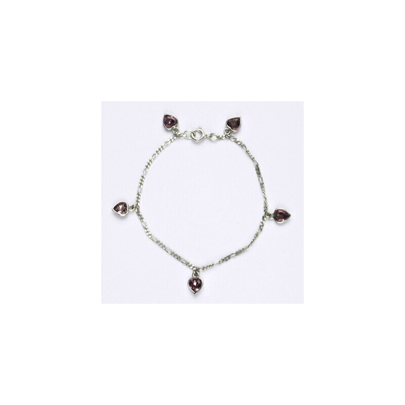 Stříbrný náramek se Swarovski krystaly light ametyst, 15943211