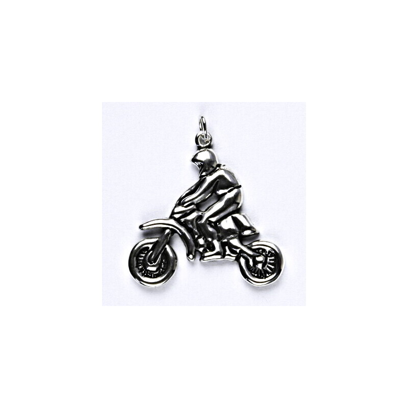 Čištín s.r.o. Stříbrný přívěsek s patinou, motocross, motorka,