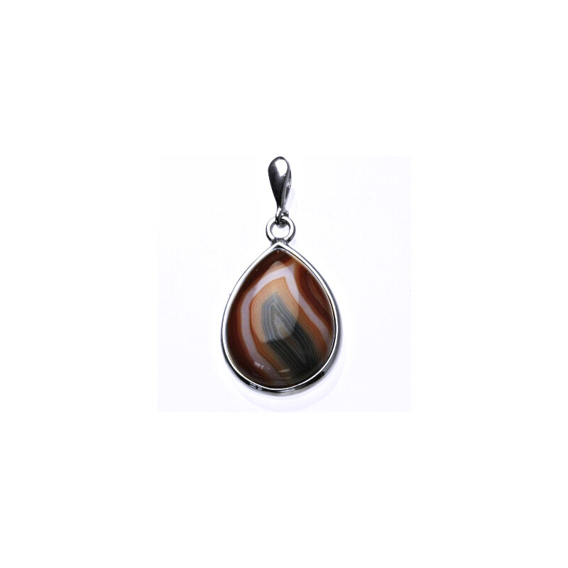 Čištín s.r.o. Stříbrný přívěsek, kapka přírodní karneol,sardonyx