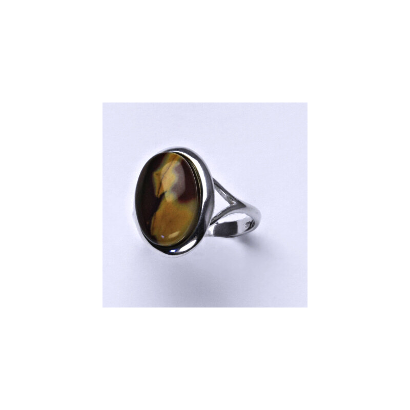 Stříbrný prsten, přírodní kámen jaspis tmavý - T 1454 m 15943396