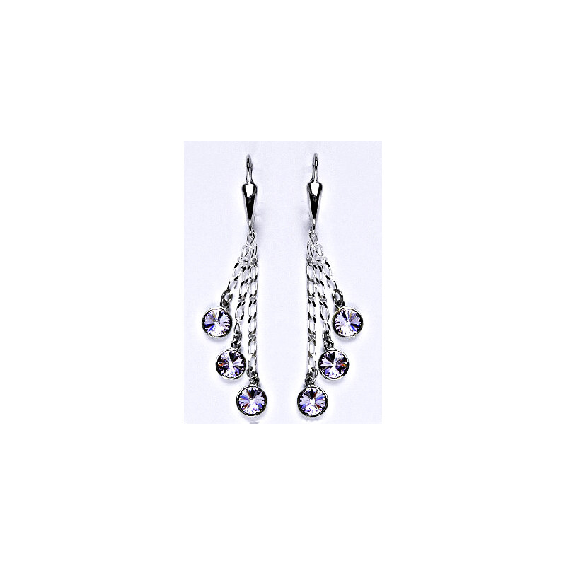 Čištín s.r.o. Náušnice stříbrné s krystaly Swarovski violet,