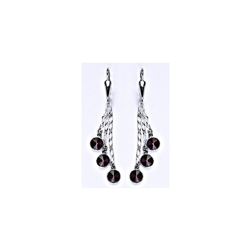 Čištín s.r.o. Náušnice stříbrné s krystaly Swarovski amethyst,