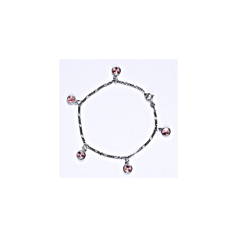 Stříbrný náramek se Swarovski krystaly light siam, 15943607