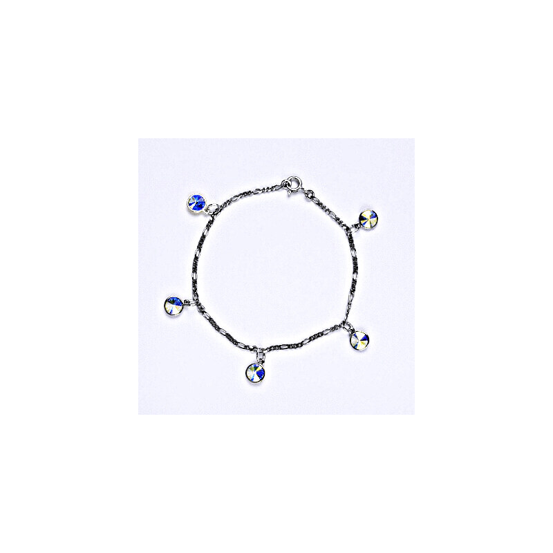 Stříbrný náramek se Swarovski AB krystaly, kolečka, R 15943609