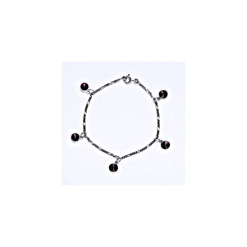 Čištín s.r.o. Stříbrný náramek se Swarovski krystaly amethyst,