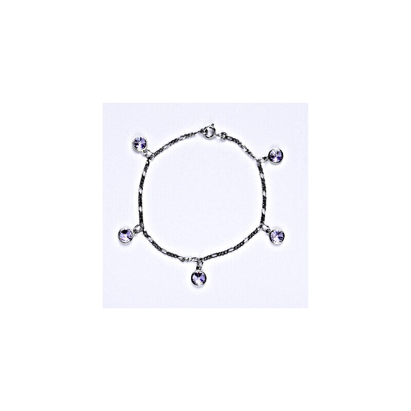 Stříbrný náramek se Swarovski krystaly violet, kolečka, 15943613