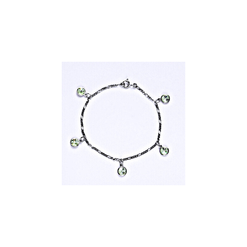 Stříbrný náramek se Swarovski krystaly chryzolite, 15943615