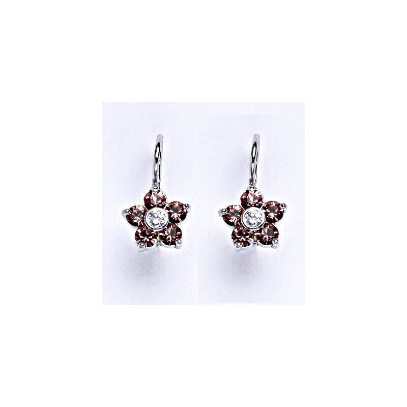Čištín s.r.o. Stříbrné náušnice se Swarovski light rose krystaly