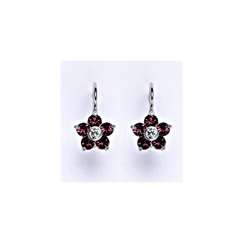 Čištín s.r.o. Stříbrné náušnice se Swarovski fuchsie krystaly,