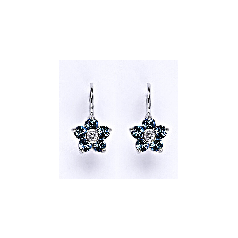 Čištín s.r.o. Stříbrné náušnice se Swarovski akvamarine krystaly