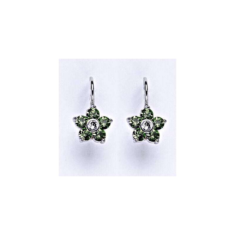 Čištín s.r.o. Stříbrné náušnice se Swarovski peridot krystaly,