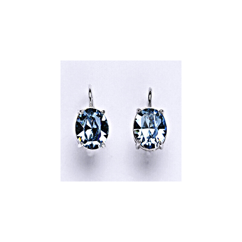 Čištín s.r.o. Stříbrné náušnice se Swarovski krystalem akvamarin