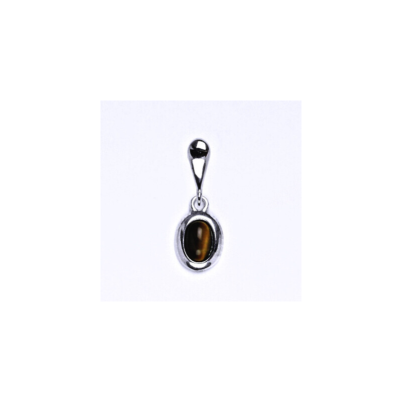 Čištín s.r.o. Stříbrný přívěsek,přírodní kámen tygří oko 6x4 mm,