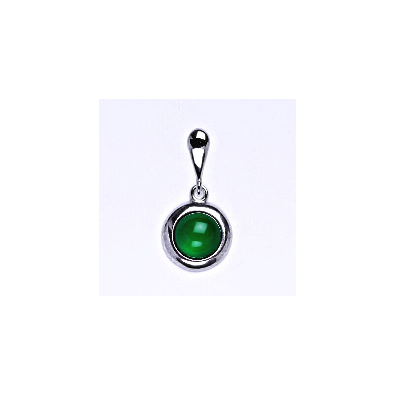 Čištín s.r.o. Přívěsek ze stříbra, přírodní green agate,zelený