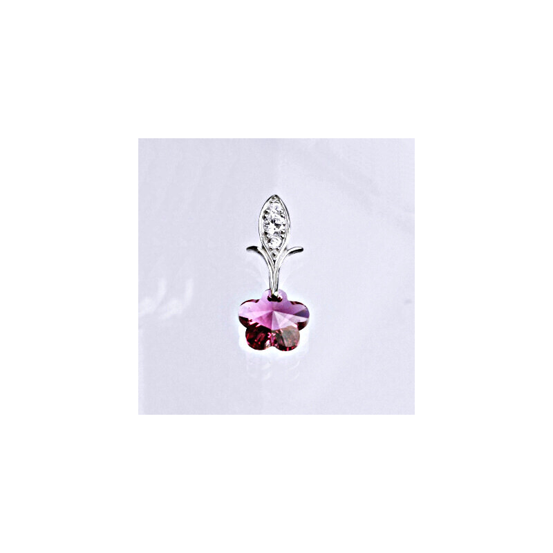 Čištín s.r.o. Stříbrný přívěšek s krystalem Swarovski fuchsia,