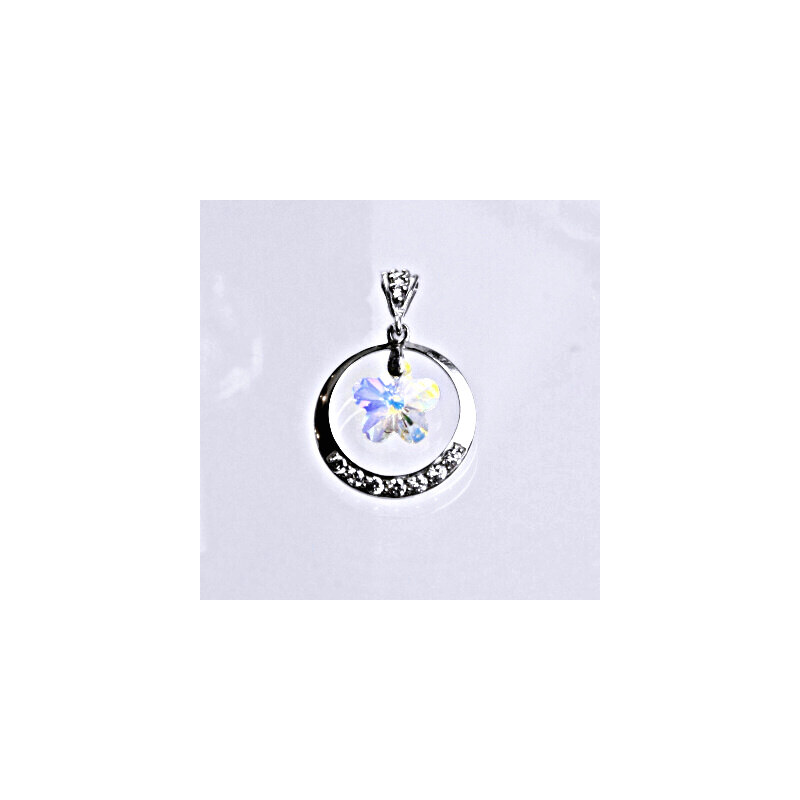 Čištín s.r.o. Stříbrný přívěšek s AB krystalem Swarovski, kytka