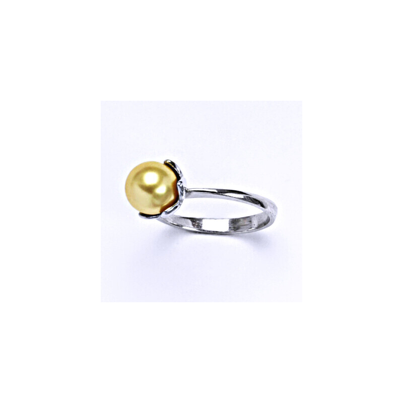Čištín s.r.o. Stříbrný prsten se Swarovski gold perlou 8 mm, T