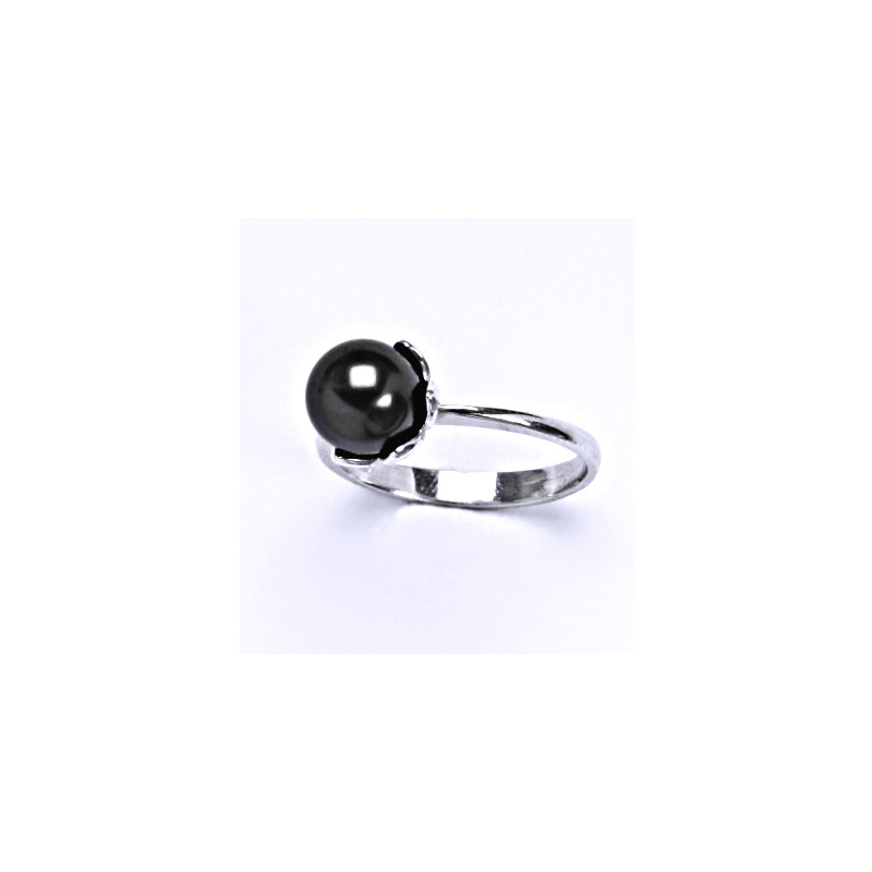 Čištín s.r.o. Stříbrný prsten se Swarovski black perlou 8 mm, T