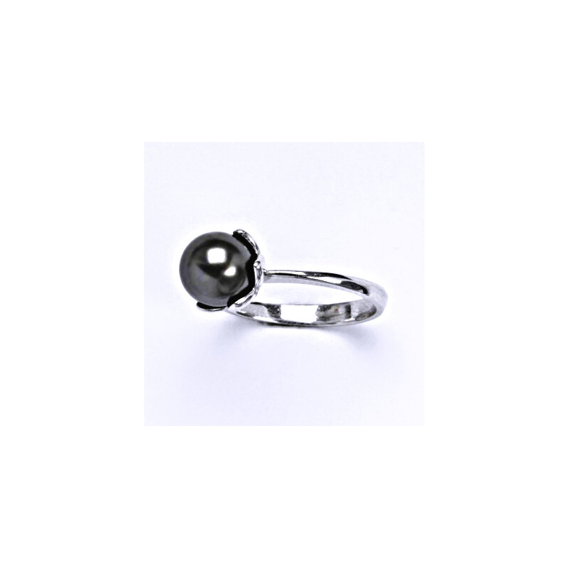 Čištín s.r.o. 1 Stříbrný prsten se Swarovski dark perlou 8 mm, T