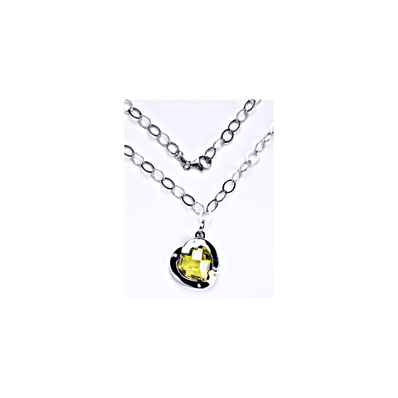Stříbrný náhrdelník se syntetickým zirkonem yellow, 15944238