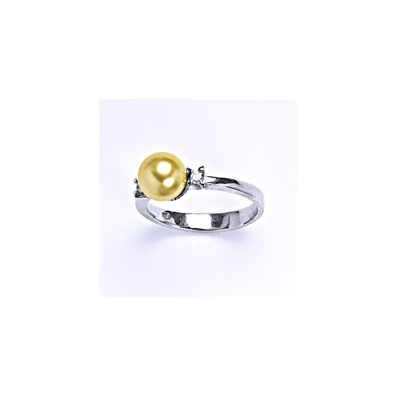 Čištín s.r.o. Stříbrný prsten se Swarovski gold perlou 8 mm, T