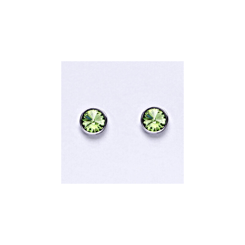 Čištín s.r.o. Stříbrné náušnice na šroubek se Swarovski peridot