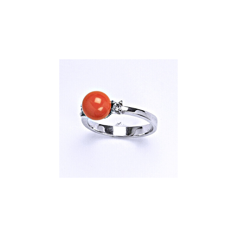 Čištín s.r.o. Stříbrný prsten se Swarovski coral perlou 8 mm, T