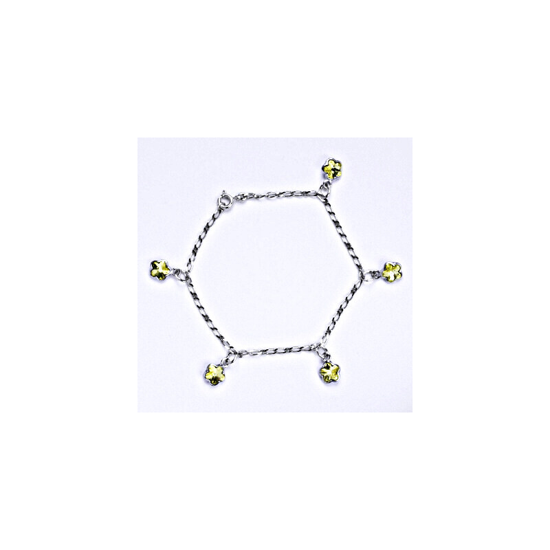 Stříbrný náramek se Swarovski krystaly jonquil, kytičky, 15944529