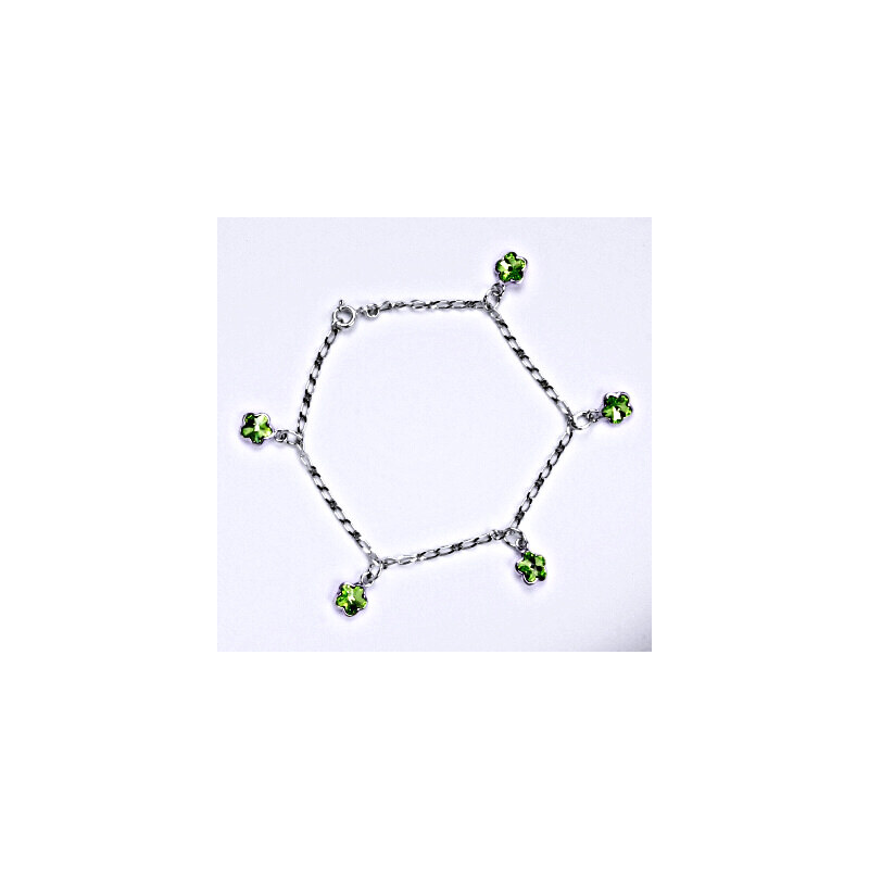 Stříbrný náramek se Swarovski krystaly chryzolit, 15944530