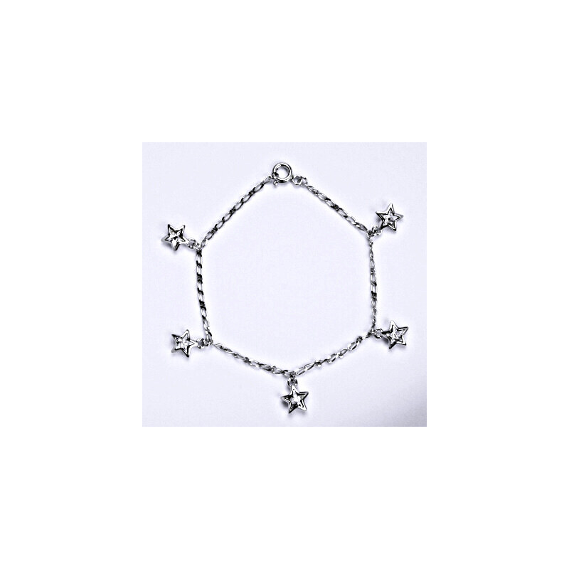 Stříbrný náramek se Swarovski čirými krystaly, hvězda, R 15944534